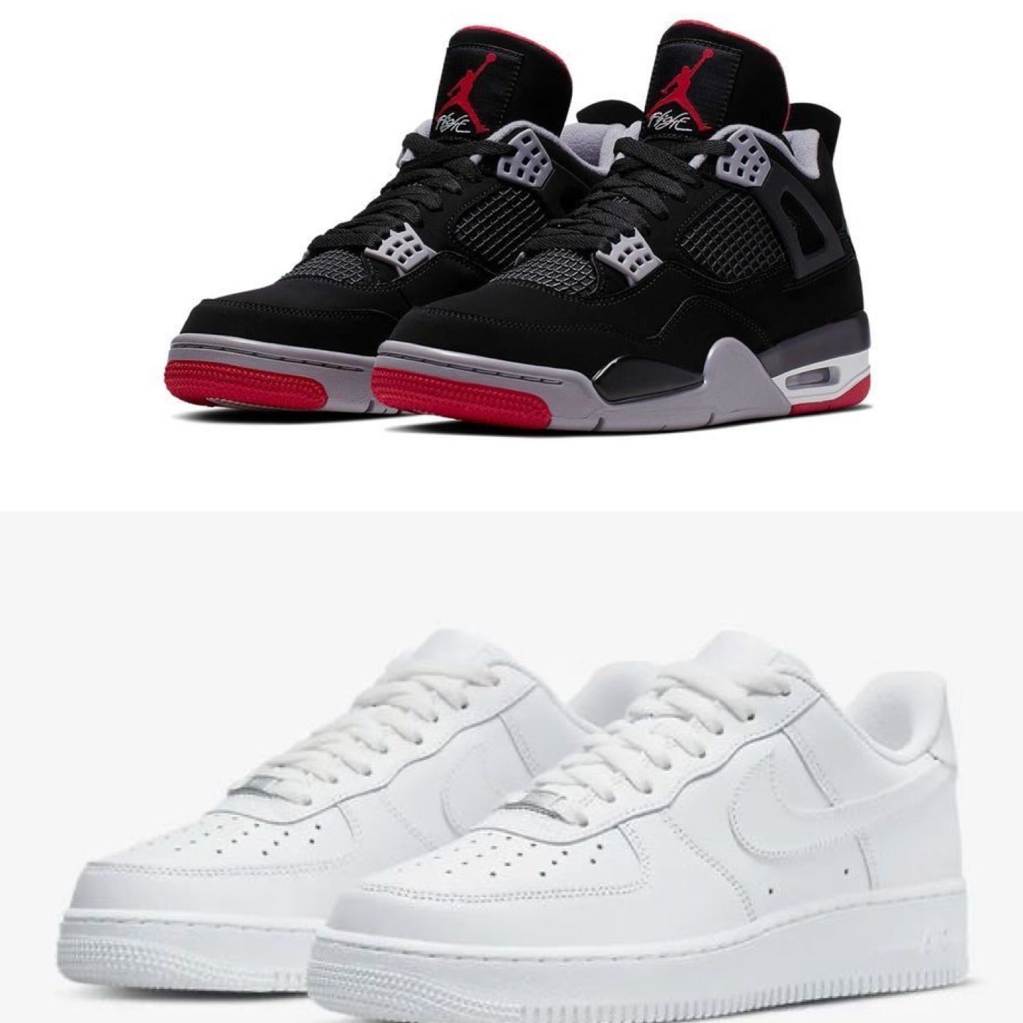 White AF1 + Air Jordan 4 retro